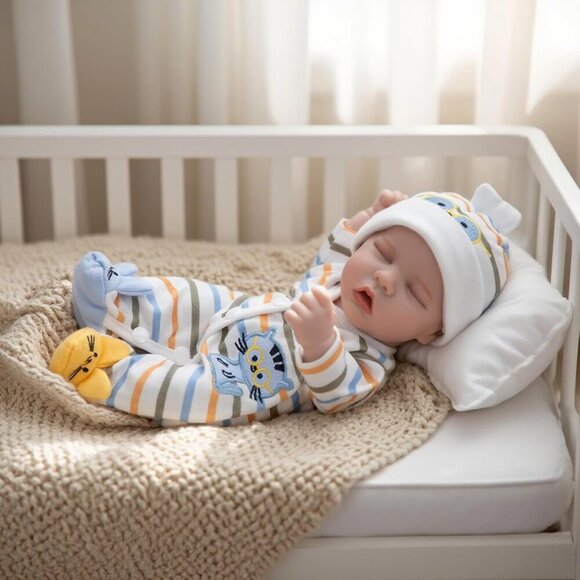 12 Inch Lifelike Reborn Baby Doll Realistic Full Vinyl Sleeping Toy For 3+ Kids - Picture 2 of 8